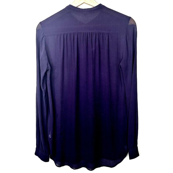 Aritzia Babaton Womens Blouse Silk Semi Sheer Button Up Shirt Purple Size XS - Picture 2 of 12